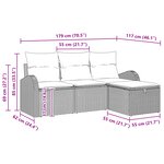 vidaXL Ensemble de Canapé de Jardin en quatre pièces avec coussins Noir Poly Rattan