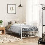 vidaXL Cadre de lit métal sans matelas avec pied de lit blanc 80x200cm