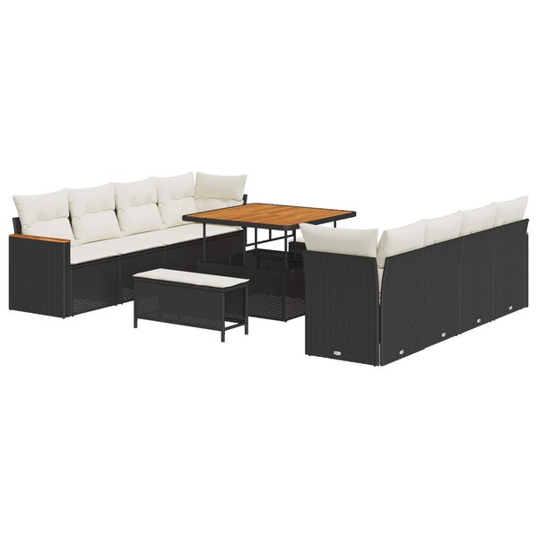 vidaXL Ensemble de canapé de jardin 11 Pièces Noir polyrotin