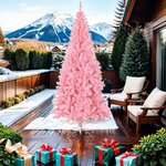 vidaXL Sapin de Noël artificiel avec support rose 210 cm PVC