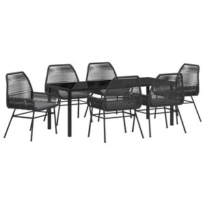 vidaXL Ensemble de salle à manger pour jardin 7 Pièces Noir polyrotin