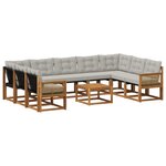 vidaXL Ensemble de canapés d'extérieur 10 pc Naturel et gris clair