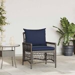 vidaXL Chaise de jardin avec coussins gris  dimensions 60 x 70 x 78 cm  faite en poly rotin.