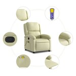 vidaXL Fauteuil de massage inclinable crème cuir véritable