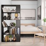 vidaXL Bibliothèque/Séparateur de pièce Noir Bois d’ingénierie