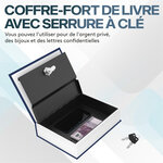 ACROPAQ Coffre Fort Discret a clé Livre- Coffre-fort a clé 155 x 245 x 55 mm simulé en livre- Sécurisez vos objets- Bleu