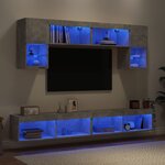 vidaXL Unités murales TV avec LED 6 Pièces gris béton bois d'ingénierie