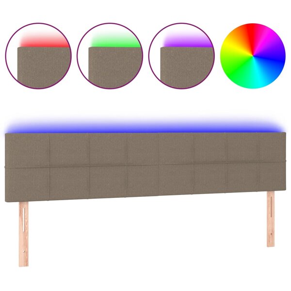 vidaXL Tête de lit à LED Taupe 200x5x78/88 cm Tissu