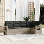 vidaXL Salon de jardin 5 Pièces avec coussins gris clair résine tressée