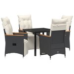 vidaXL Ensemble de salle à manger de jardin 5 pièces avec coussins en rattan poly noir