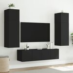 vidaXL Meuble TV mural avec lumières LED noir 80x35x31 cm