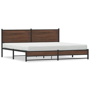 vidaXL Cadre de lit en métal sans matelas chêne marron 193x203 cm