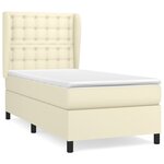 vidaXL Sommier à lattes de lit avec matelas Crème 90x200 cm Similicuir