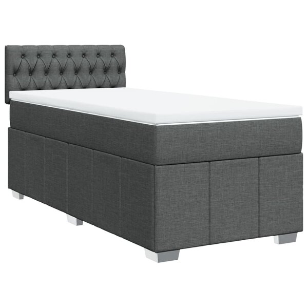 vidaXL Sommier à lattes de lit avec matelas Gris foncé 80x200 cm Tissu