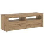 vidaXL Meuble TV avec lumières LED chêne artisanal bois d'ingénierie