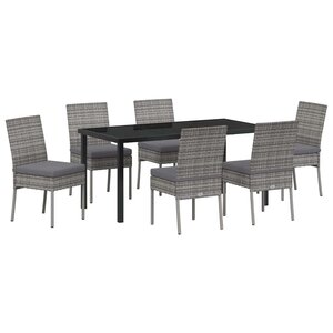 vidaXL Ensemble de salle à manger pour jardin 7 Pièces Gris Poly rotin