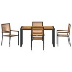 Ensemble de salle à manger de jardin 5 pièces vidaXL en poly rotin noir et acacia
