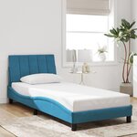 vidaXL Cadre de lit avec LED sans matelas bleu 90x200 cm velours