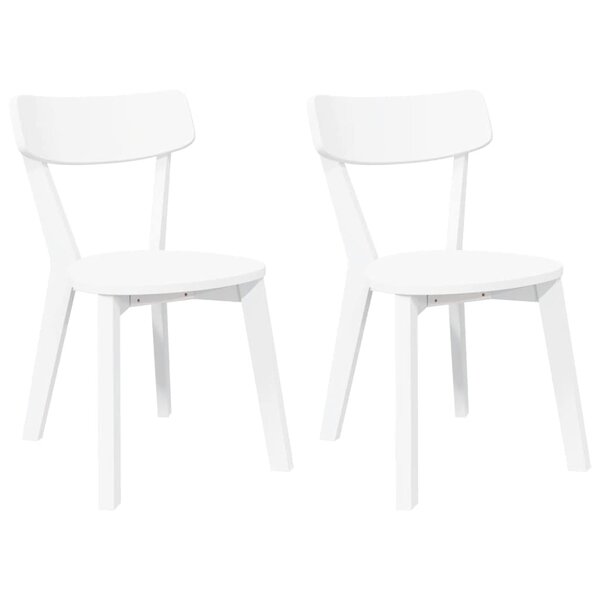 vidaXL Chaises à manger 2 Pièces blanc bois massif caoutchouc