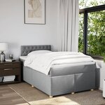 vidaXL Sommier à lattes de lit et matelas gris clair 120x190 cm tissu