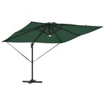 vidaXL Parasol déporté Roma avec LEDs Vert 286x285x270 cm Aluminium
