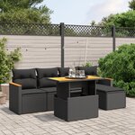 vidaXL Salon de jardin 6 Pièces avec coussins noir résine tressée