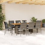 vidaXL Ensemble à manger de jardin 9 Pièces coussins gris résine tressée