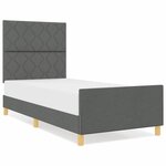 vidaXL Cadre de lit avec tête de lit Gris foncé 90 x 190 cm tissu