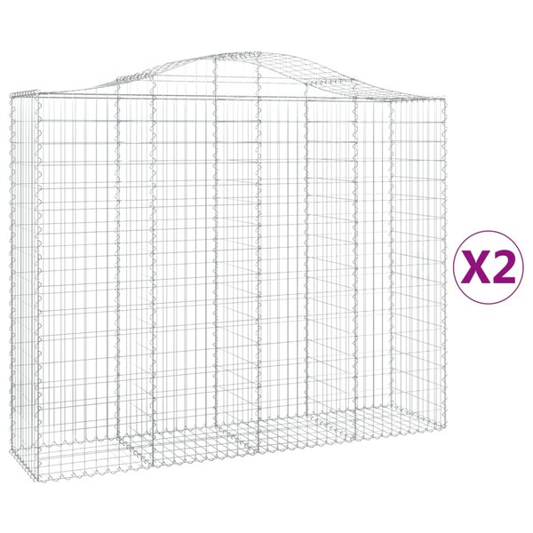 vidaXL Paniers à gabions arqués 2 Pièces 200x50x160/180 cm Fer galvanisé