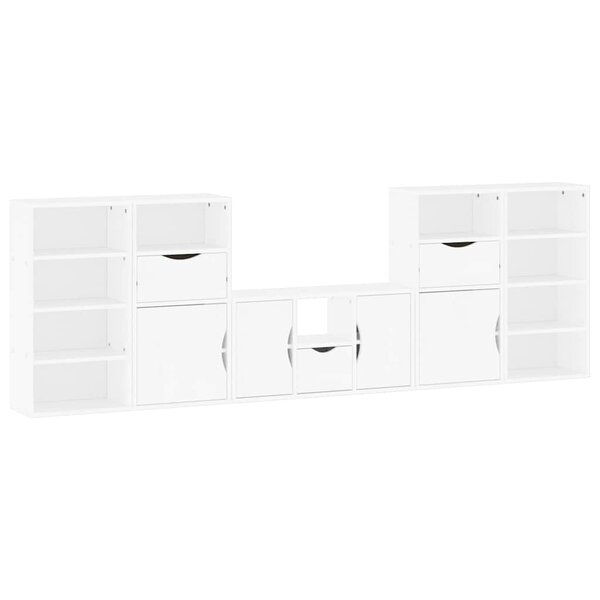 vidaXL Meubles TV 5 Pièces avec rangement ODDA blanc bois de pin massif