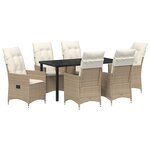 vidaXL Ensemble de Mobilier de Jardin 7 Pièces avec Coussins  Rattan Poly Beige