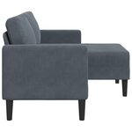 vidaXL Canapé 2 places avec méridienne en L gris foncé 125 cm velours