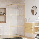 vidaXL Paroi de douche avec verre ESG transparent doré 100x195 cm