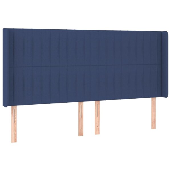 vidaXL Tête de lit avec oreilles Bleu 203x16x118/128 cm Tissu