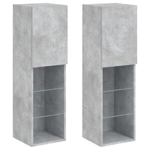 vidaXL Meubles TV avec lumières LED 2 Pièces gris béton 30 5x30x102 cm