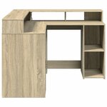 vidaXL Bureau avec lumières LED chêne sonoma bois d'ingénierie