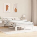 vidaXL Cadre de lit avec tête de lit Blanc 120 x 200 cm Pin massif