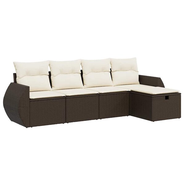 vidaXL Salon de jardin avec coussins 5 Pièces marron résine tressée
