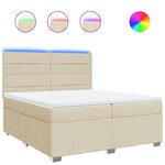 vidaXL Sommier à lattes de lit avec matelas Crème 200x200 cm Tissu