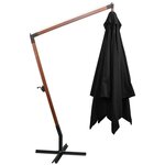 vidaXL Parasol de jardin suspendu avec mât noir bois de sapin massif
