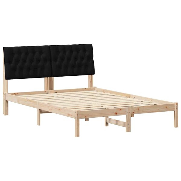 vidaXL Cadre de lit avec tête de lit rembourrée Marron 135 x 190 cm