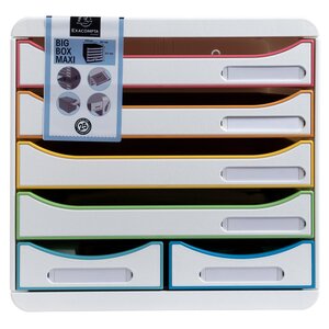 Module De Classement Big Box Maxi 6 Tiroirs Black Office - Blanc/arlequin - Exacompta