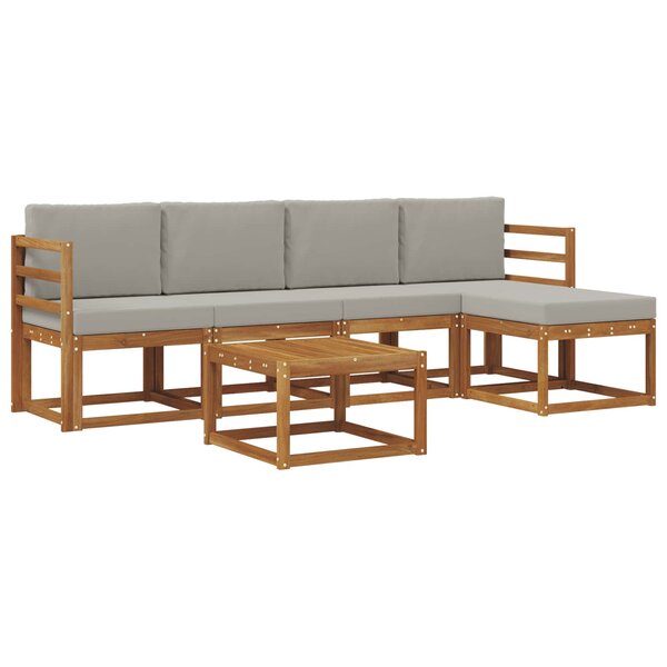 vidaXL Ensemble de canapés d'extérieur 6 pc Gris Naturel et Clair