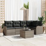 Set de canapé de jardin 5 pièces avec coussins noir poly rotin