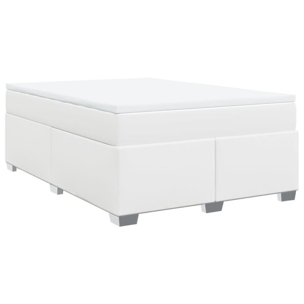 vidaXL Sommier à lattes de lit avec matelas Blanc 140x200cm Similicuir