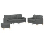 vidaXL Ensemble de canapés 3 Pièces coussins gris foncé tissu