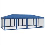 vidaXL Tente de fête avec 12 parois latérales en maille bleu 8x4m PEHD