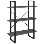 vidaXL Bibliothèque à 3 niveaux Gris 80x30x105 cm Bois de pin massif