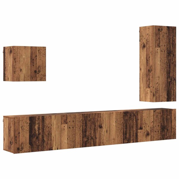 vidaXL Unité murale de TV 5 Pièces Bois Ancien Bois d'ingénierie