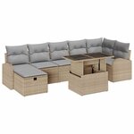 vidaXL Ensemble de canapé de jardin 8 Pièces Beige Poly rotin